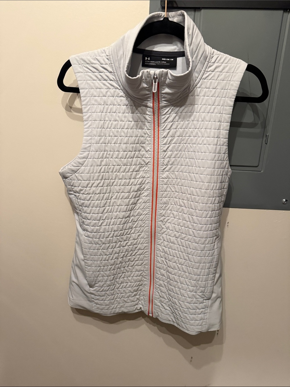 Under Armour Women's Light Gray Quilted Vest with Coral Accent Zip